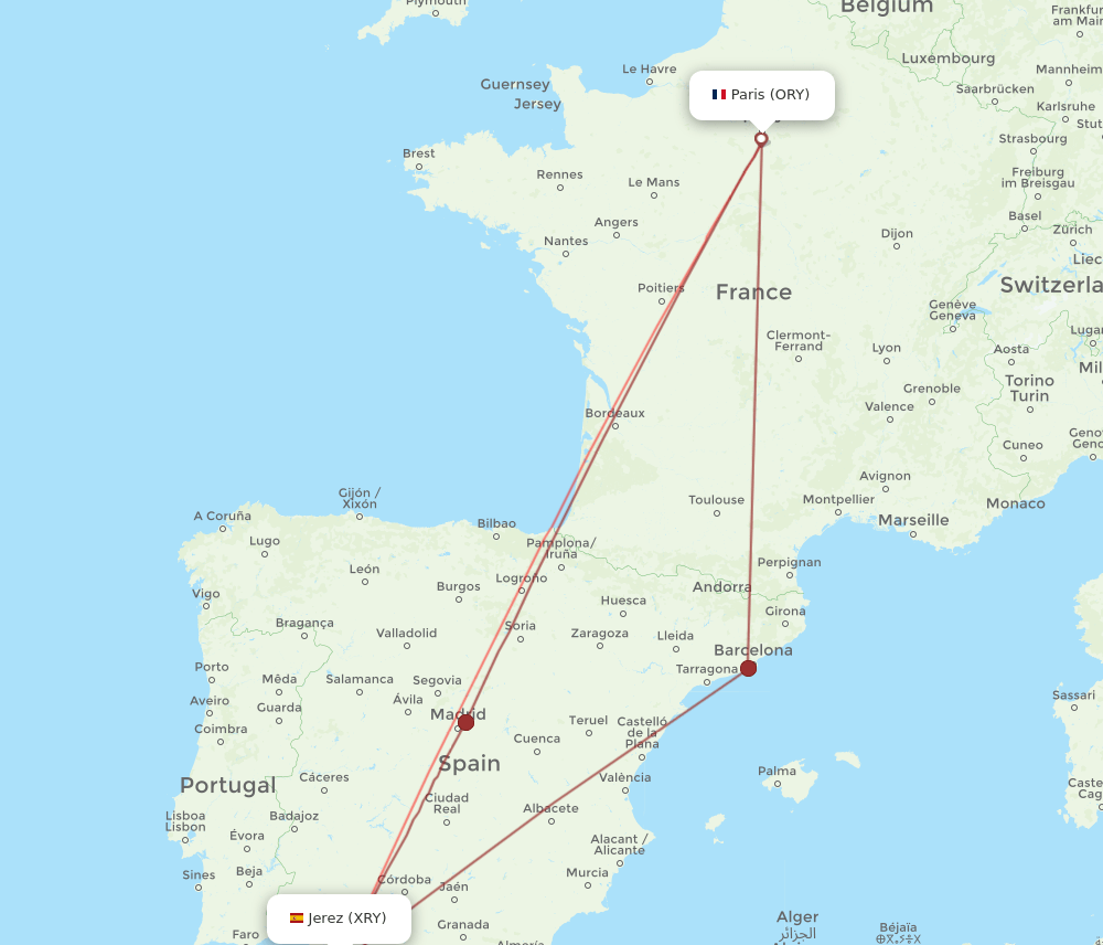 ORY-XRY flight routes