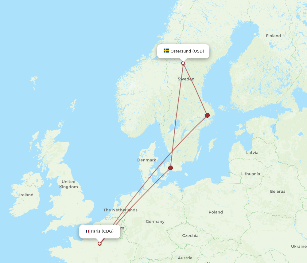 OSD-CDG flight routes