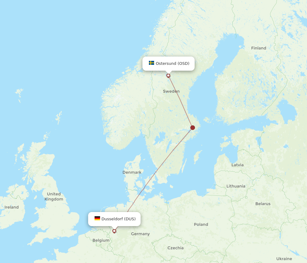 OSD to DUS flights and routes map