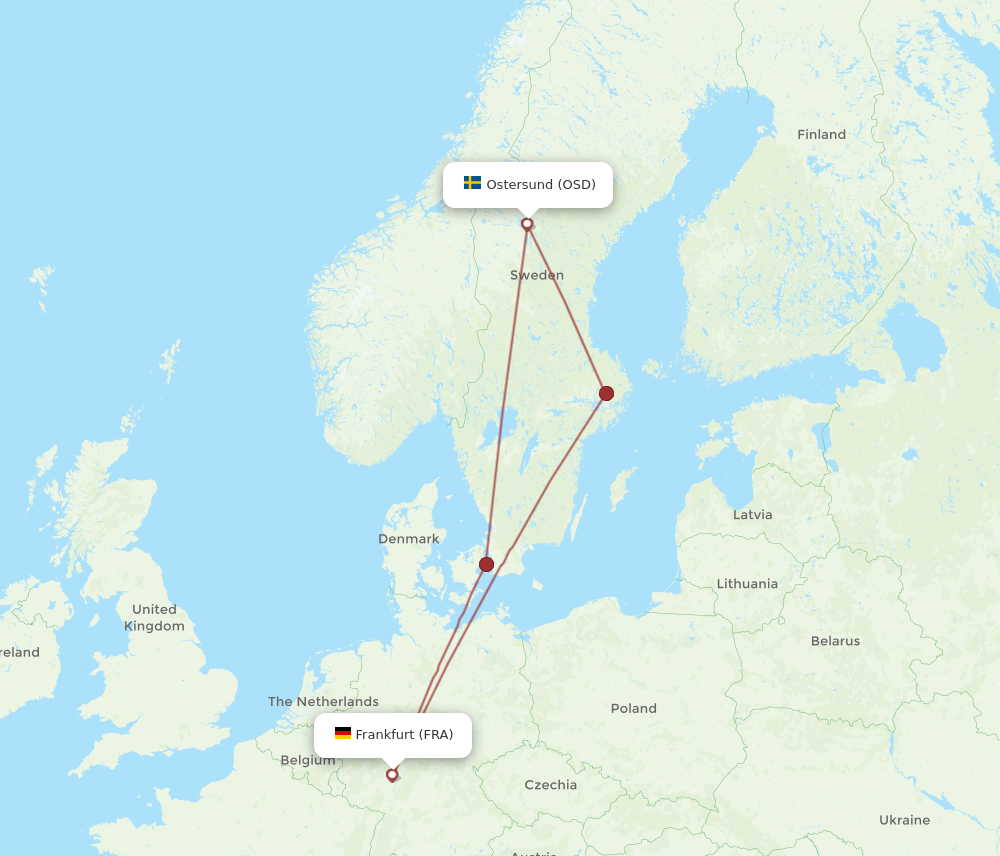 OSD to FRA flights and routes map