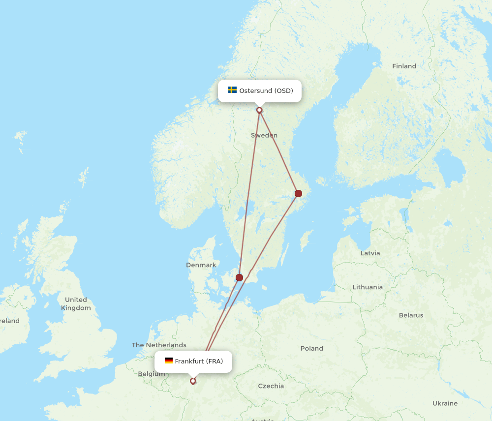 OSD-FRA flight routes
