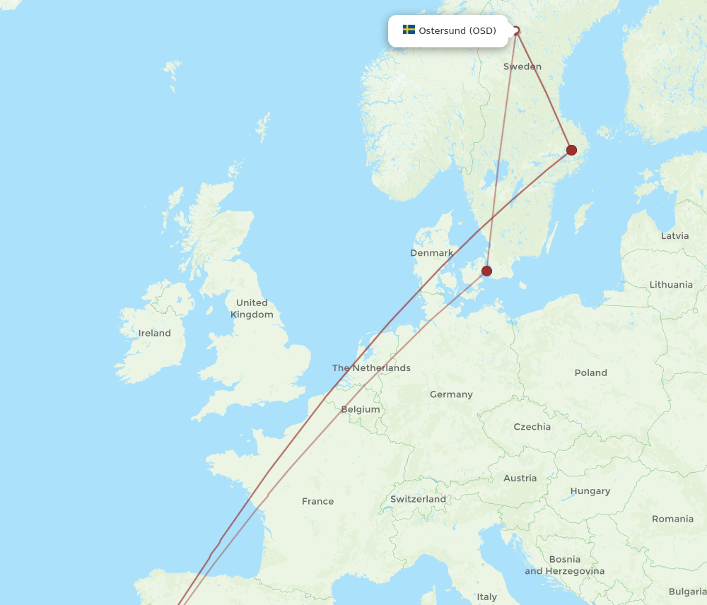 OSD-LIS flight routes