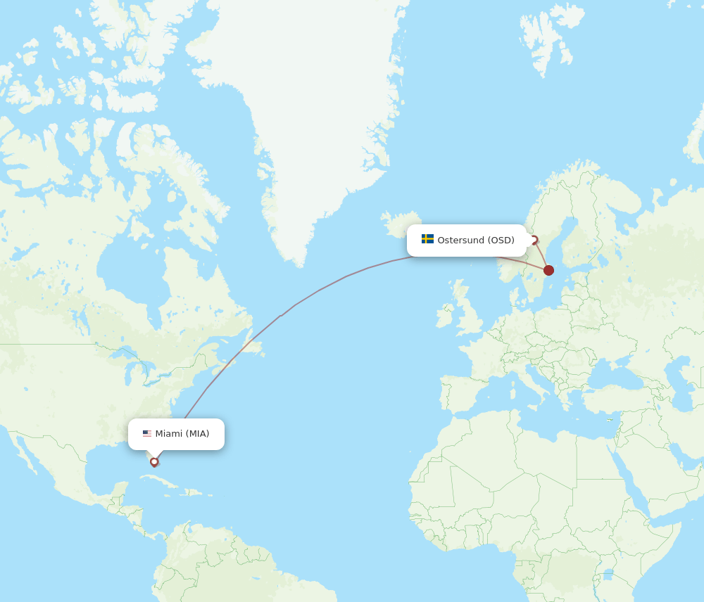 OSD to MIA flights and routes map