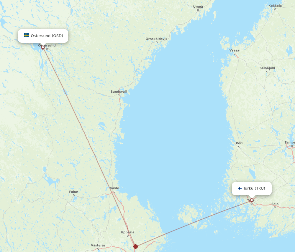 OSD to TKU flights and routes map
