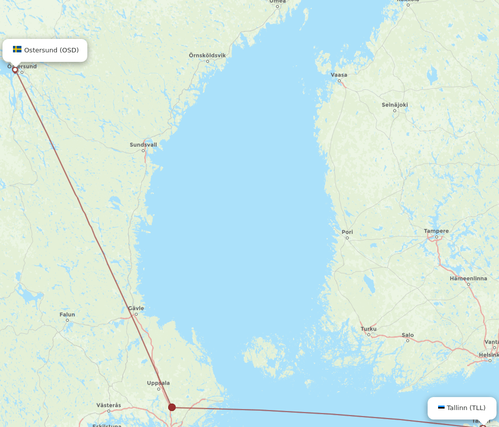 OSD to TLL flights and routes map