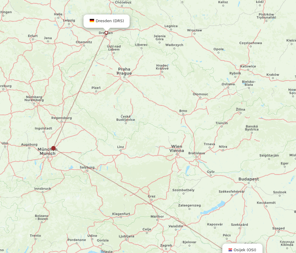 OSI to DRS flights and routes map