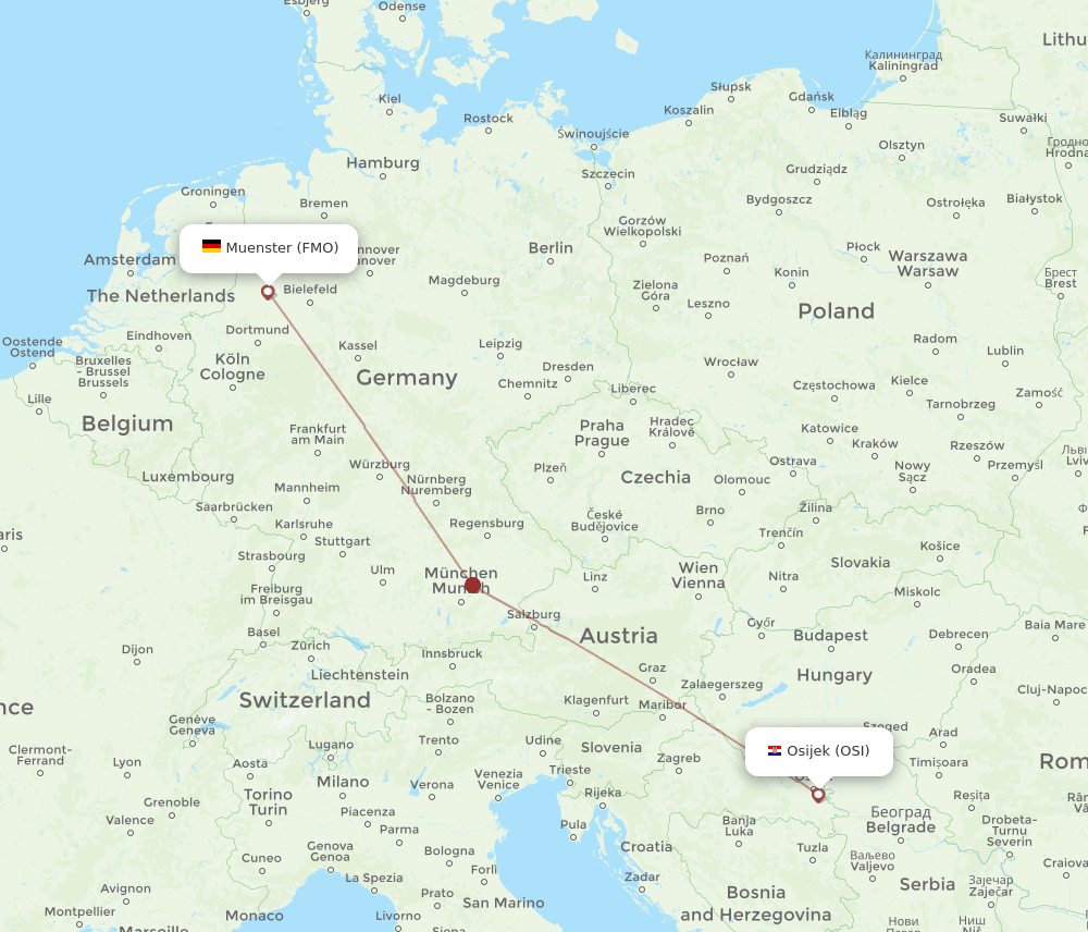 OSI to FMO flights and routes map