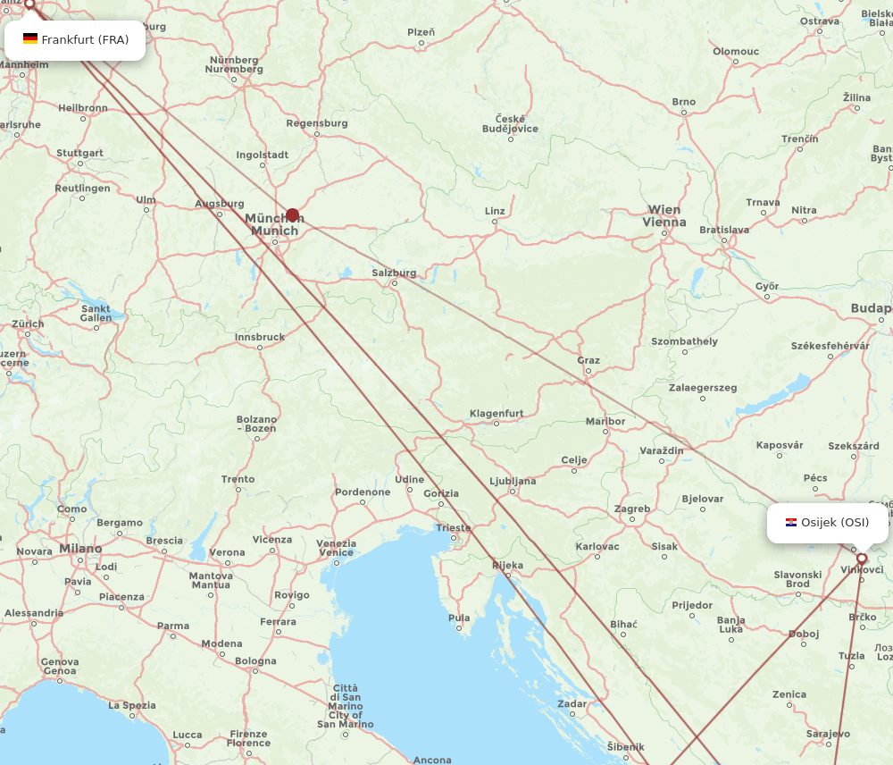 OSI-FRA flight routes