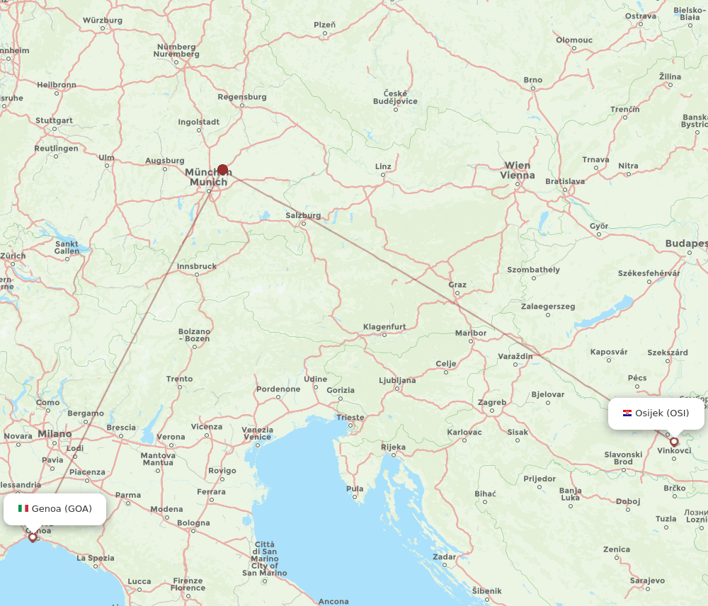 OSI-GOA flight routes