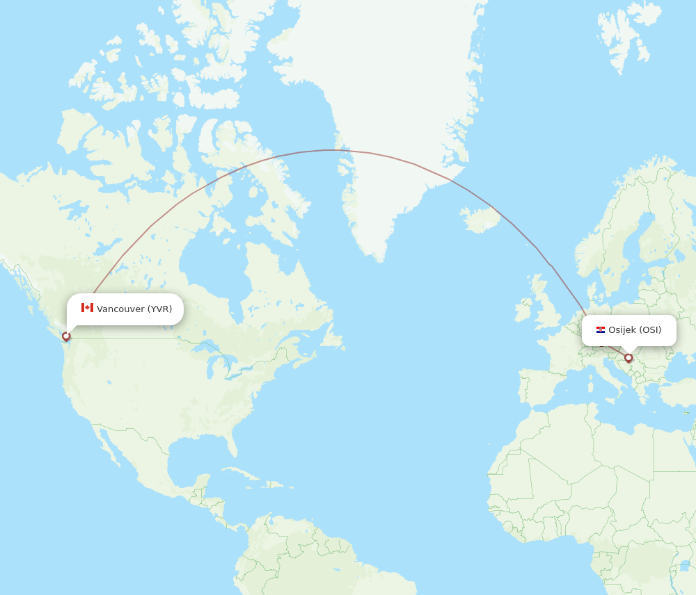 OSI-YVR flight routes