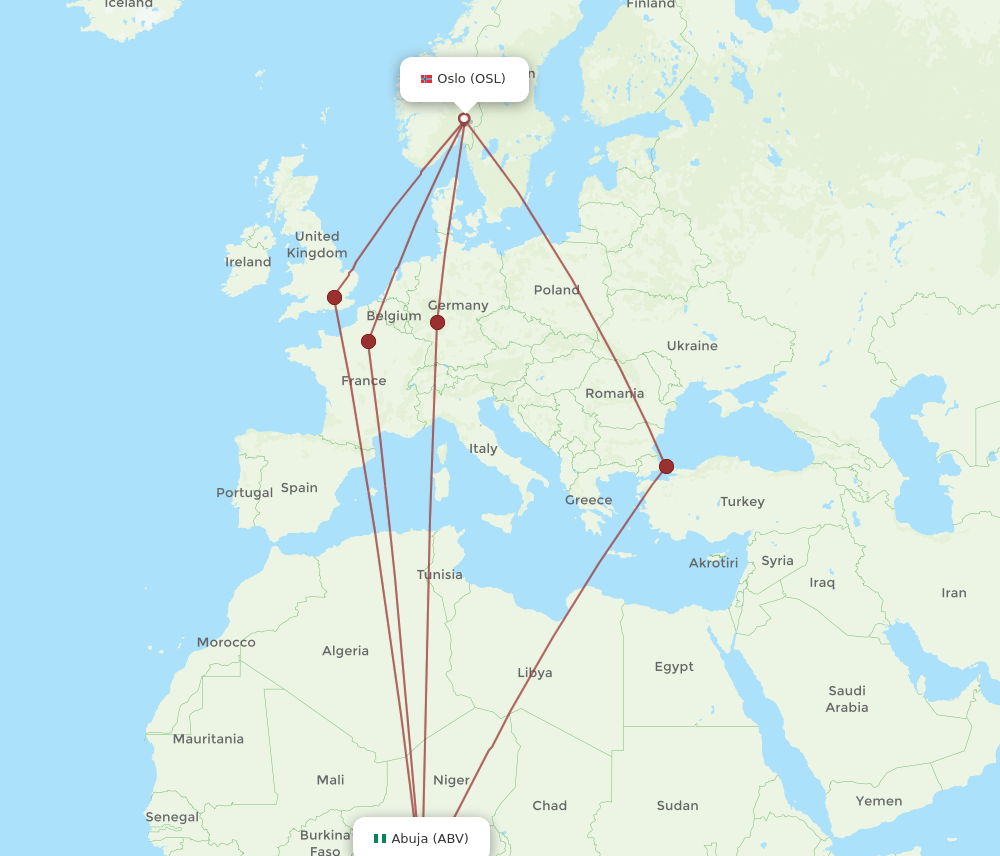 OSL-ABV flight routes