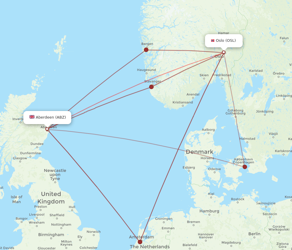 OSL to ABZ flights and routes map