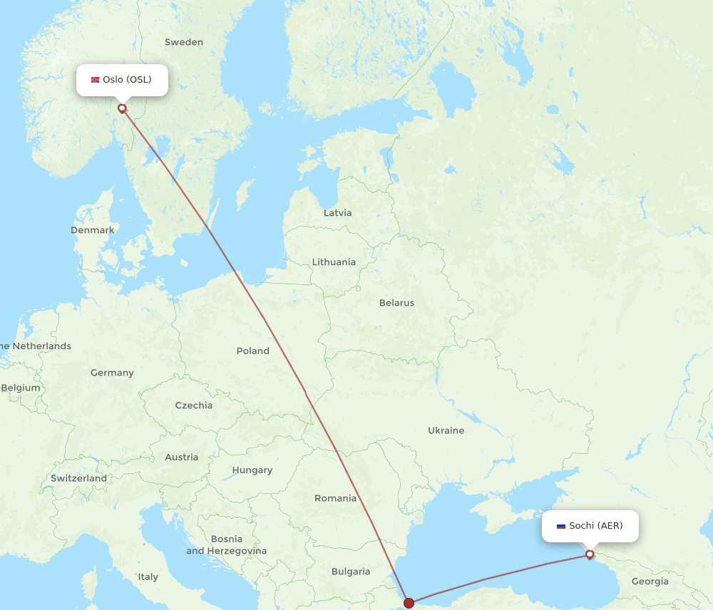 OSL-AER flight routes