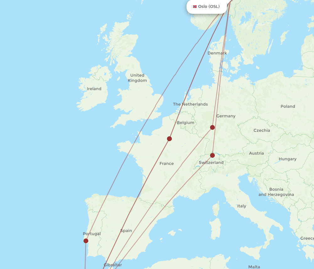 OSL-AGA flight routes