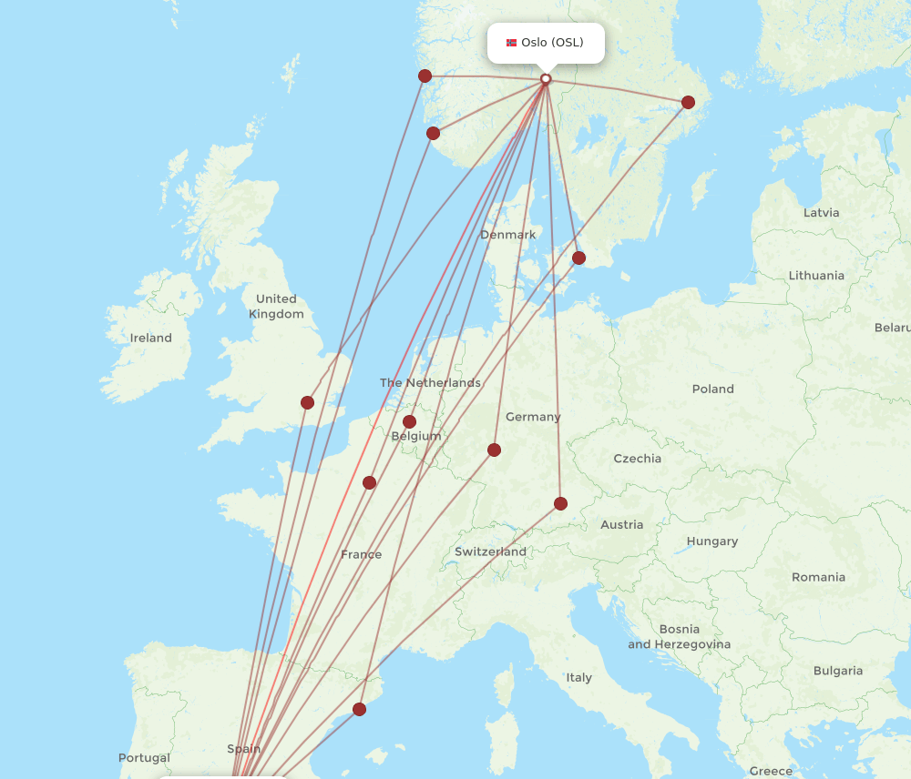 OSL-AGP flight routes