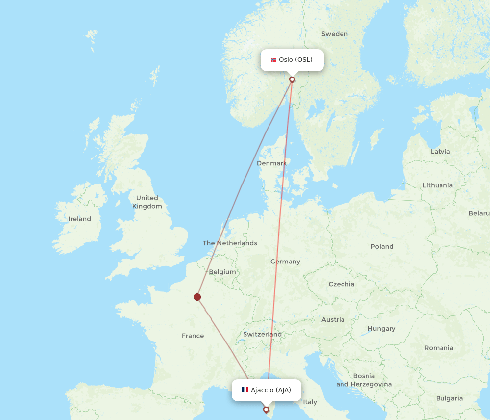 OSL-AJA flight routes