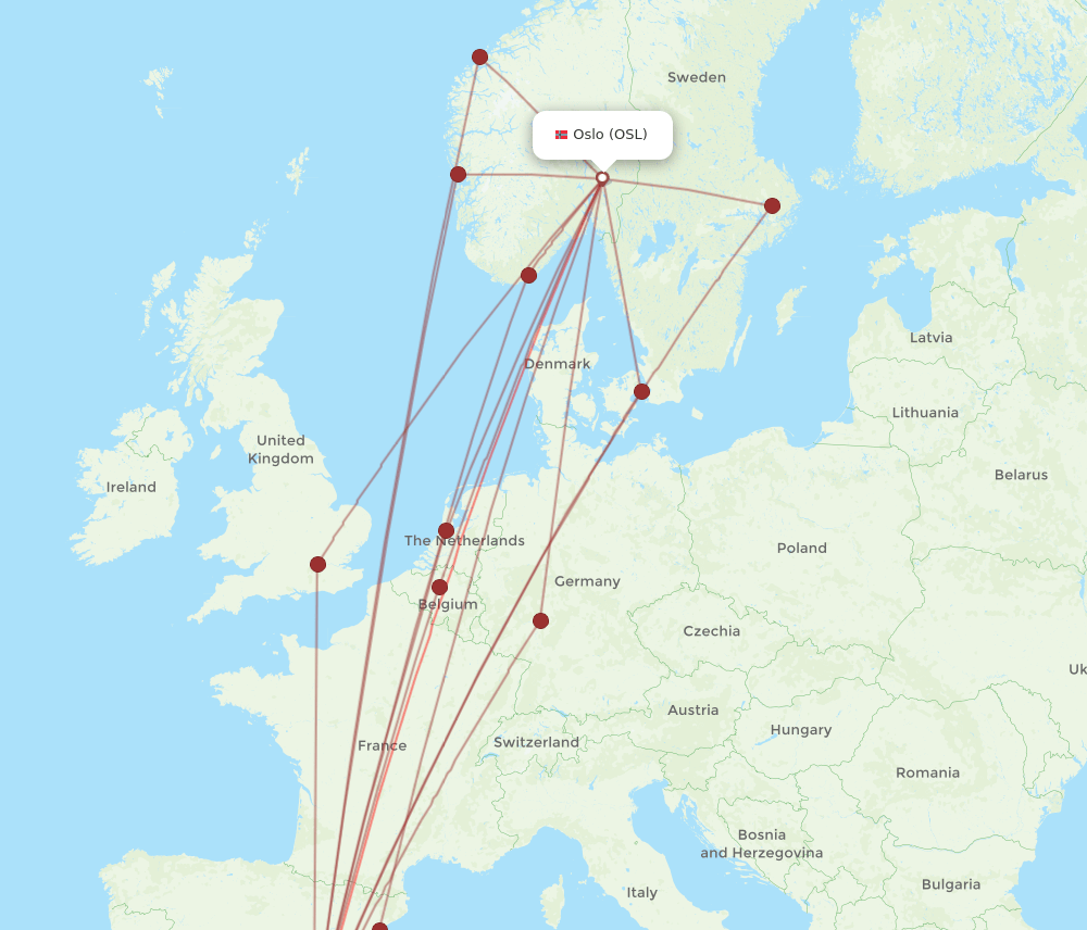 OSL-ALC flight routes