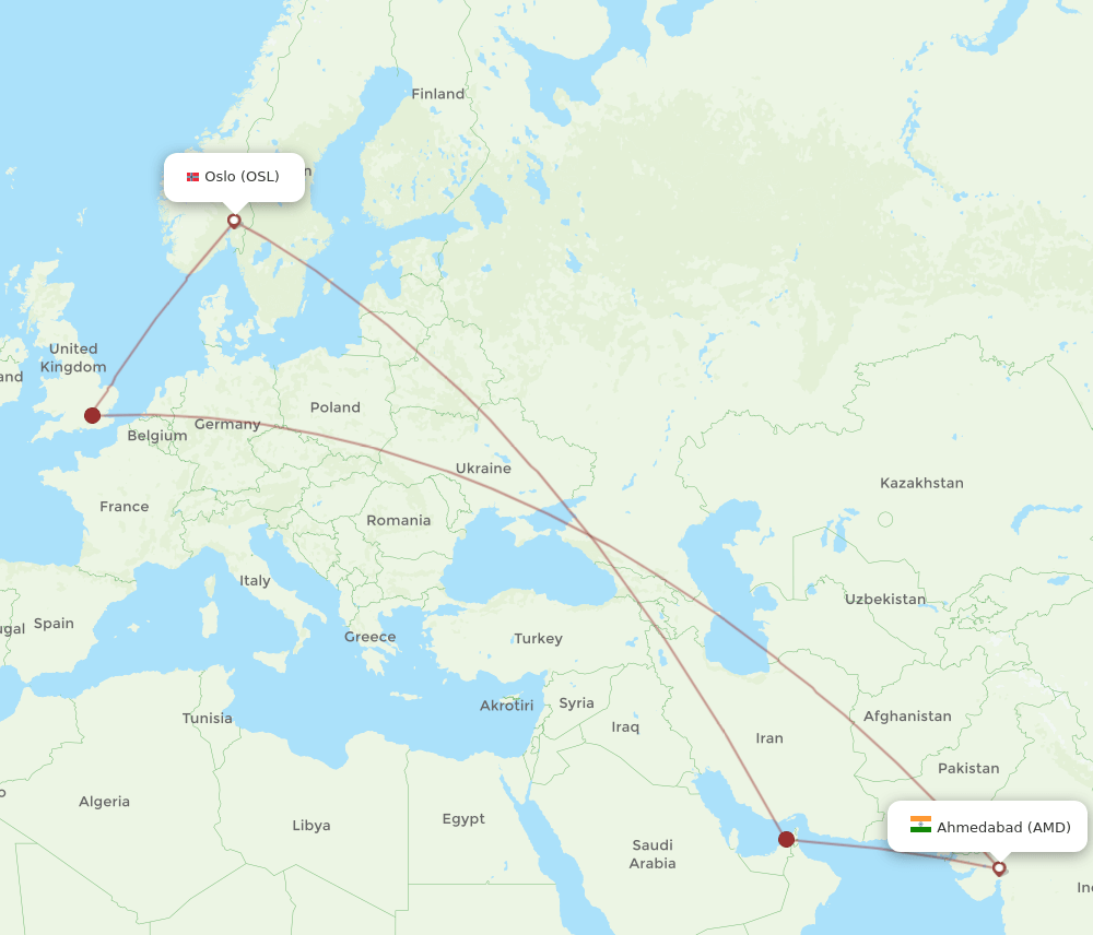 OSL-AMD flight routes