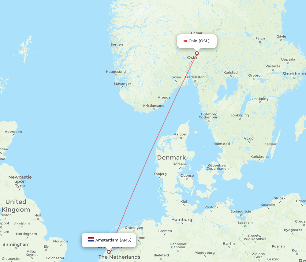 OSL to AMS flights and routes map
