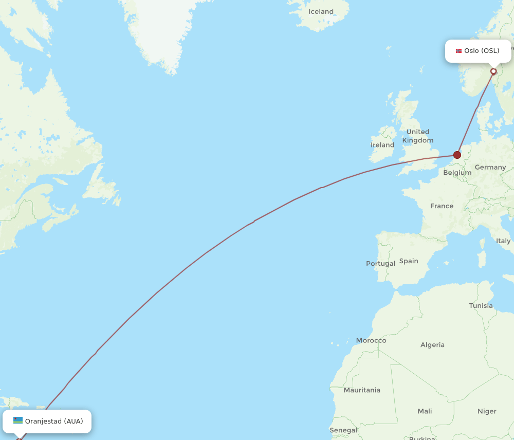 OSL-AUA flight routes