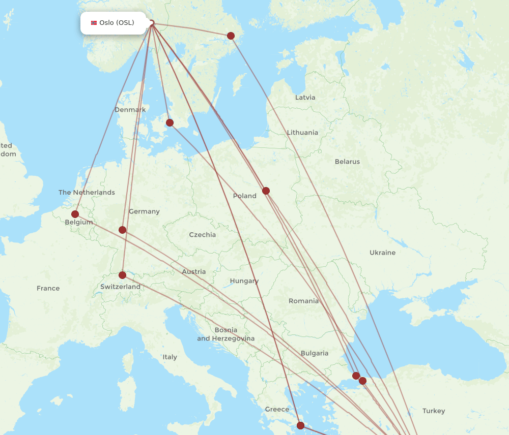 OSL to BEY flights and routes map