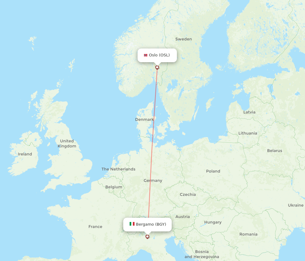 OSL to BGY flights and routes map