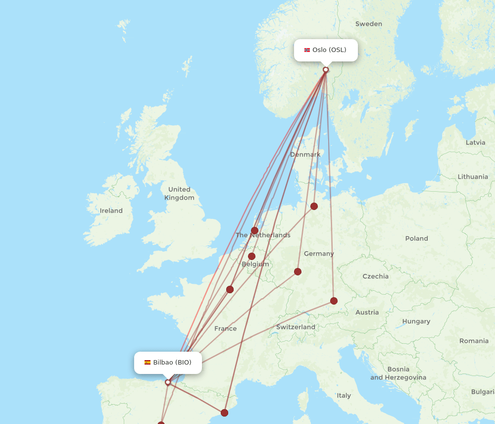 OSL-BIO flight routes