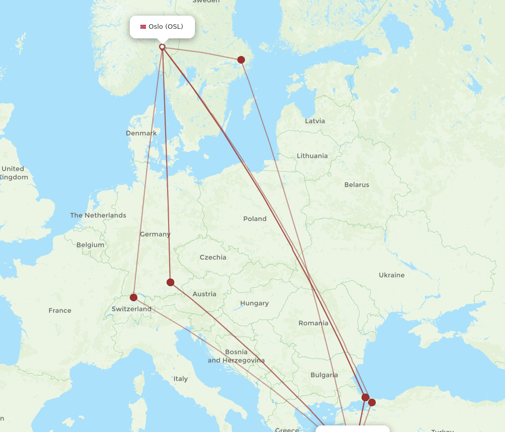 OSL to BJV flights and routes map