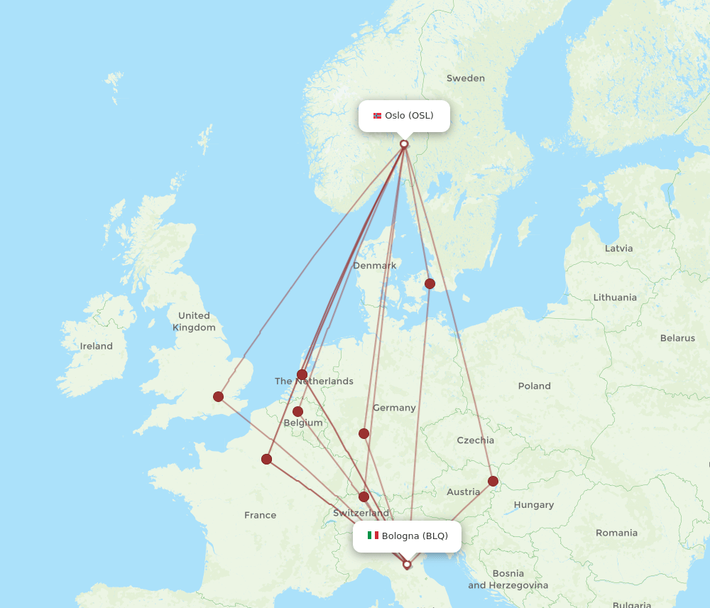 OSL-BLQ flight routes