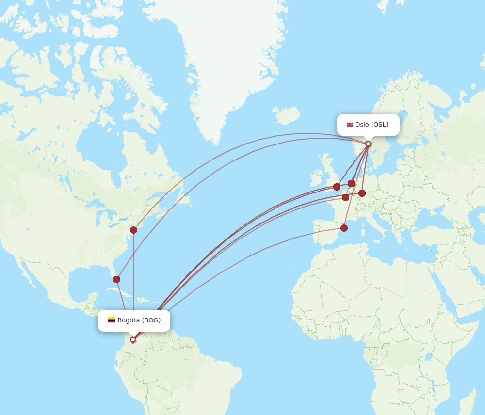OSL-BOG flight routes