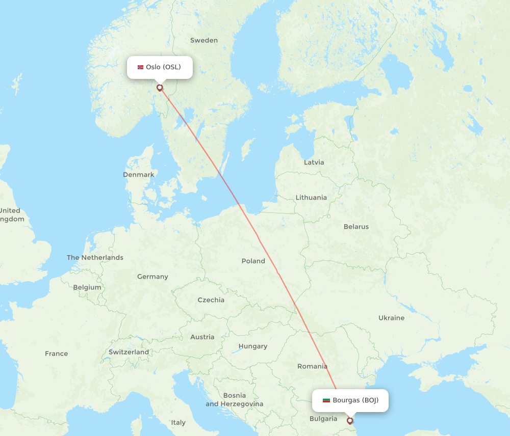 OSL to BOJ flights and routes map