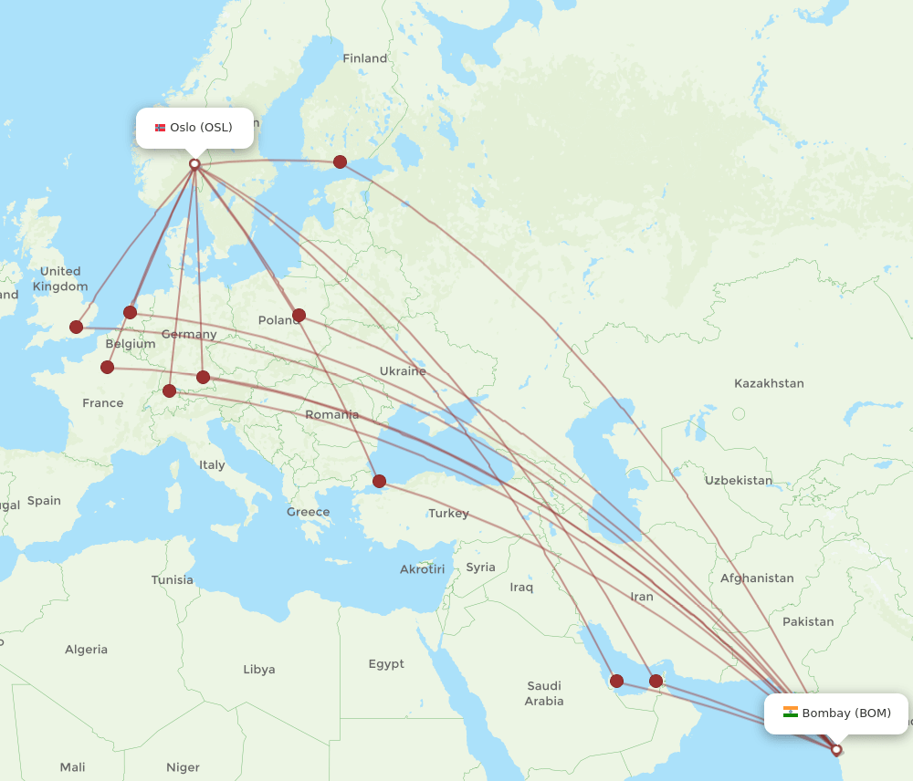 OSL-BOM flight routes