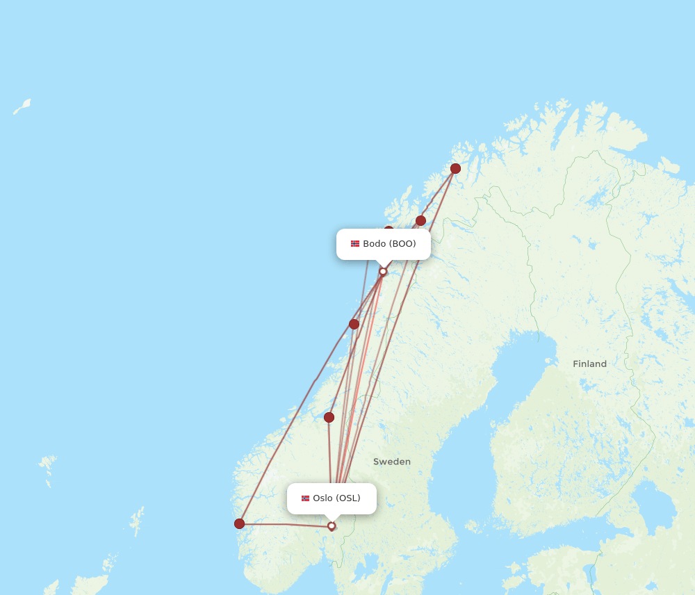 OSL to BOO flights and routes map