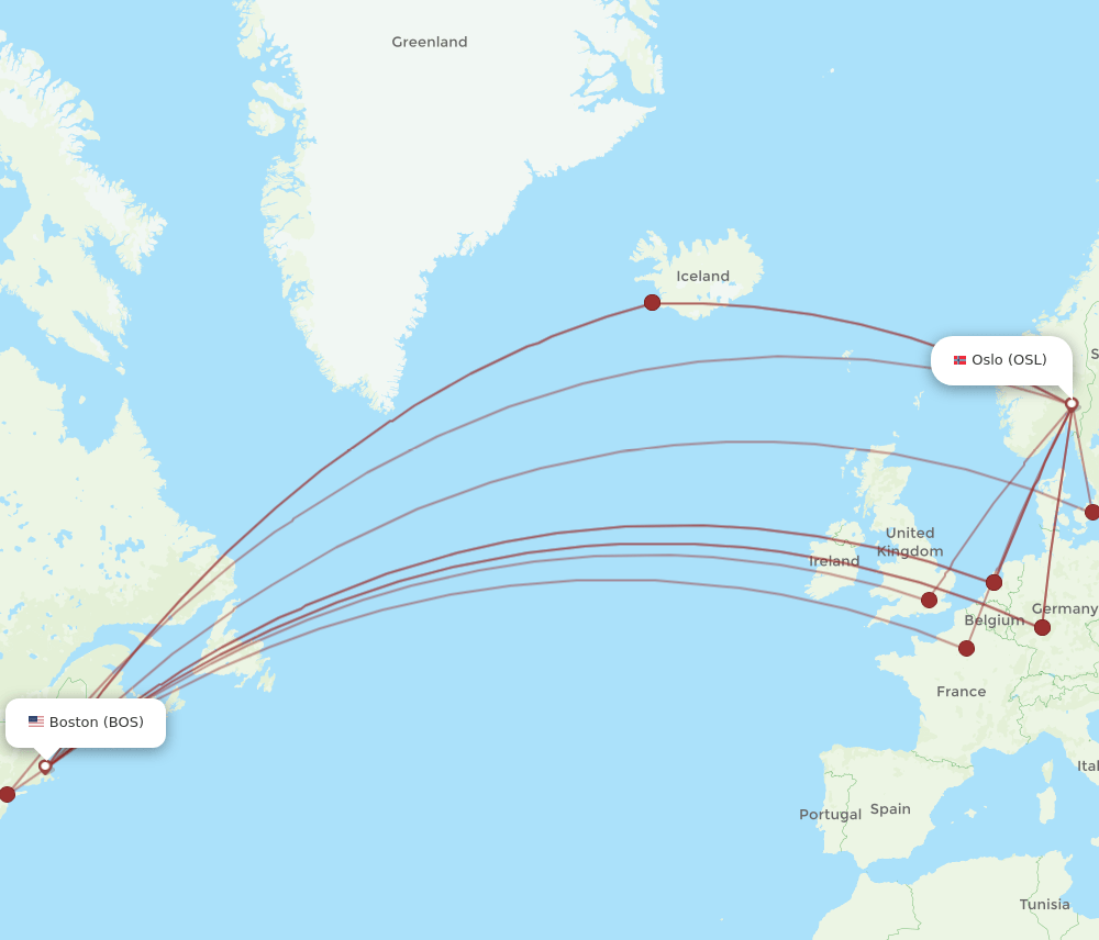 OSL-BOS flight routes