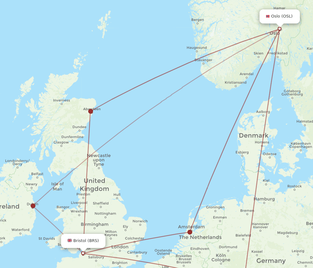 OSL-BRS flight routes
