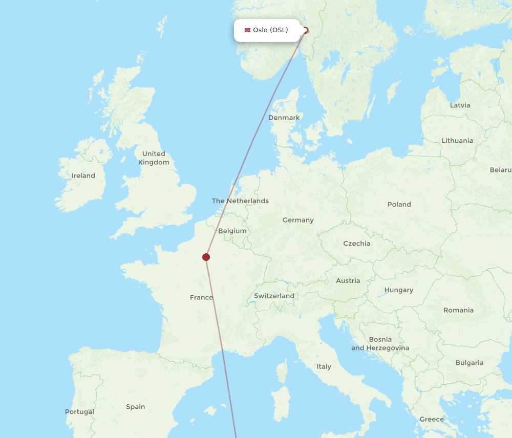 Biskra - Oslo route map and flight paths