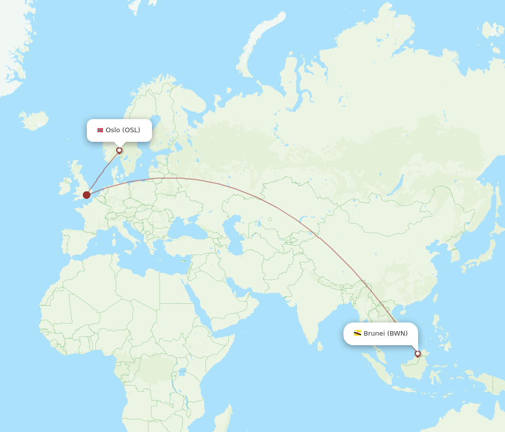 OSL-BWN flight routes