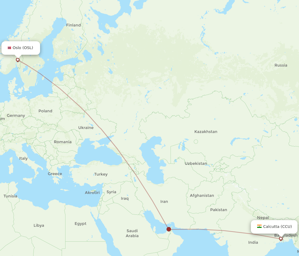 OSL-CCU flight routes