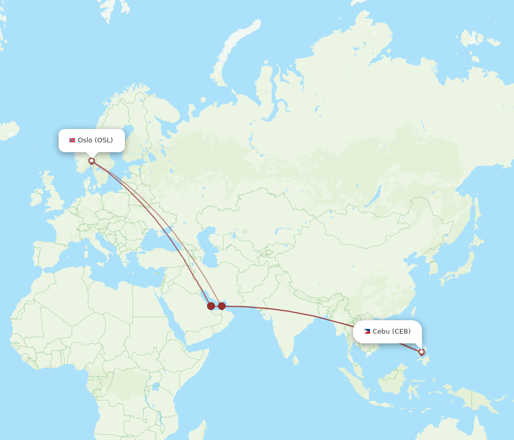 OSL to CEB flights and routes map