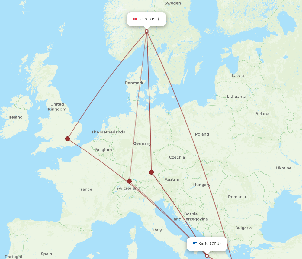 OSL-CFU flight routes