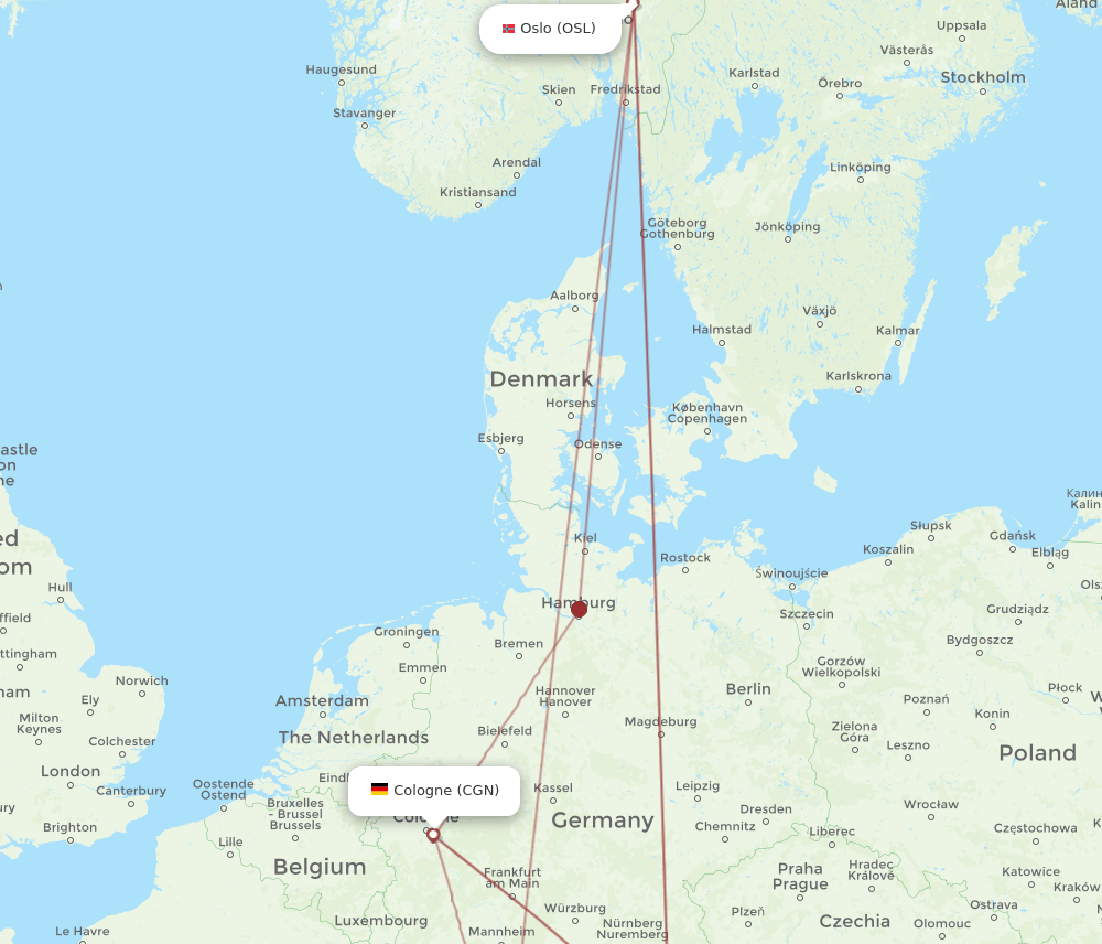 OSL-CGN flight routes