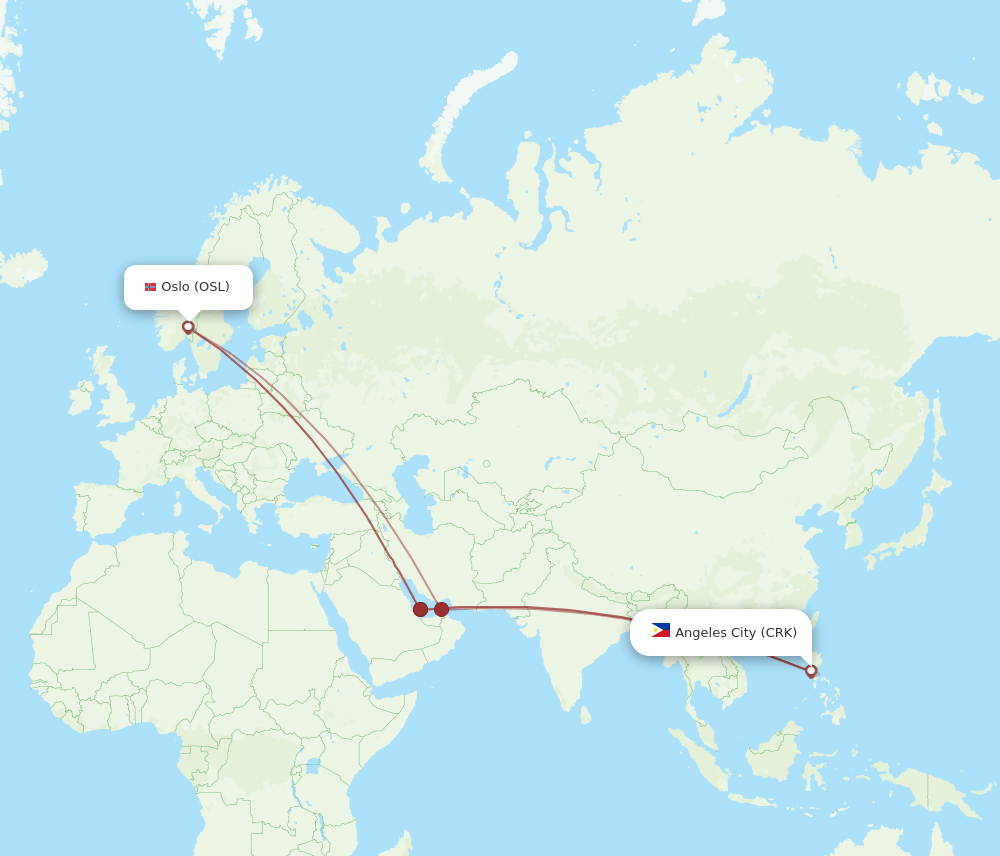 OSL-CRK flight routes