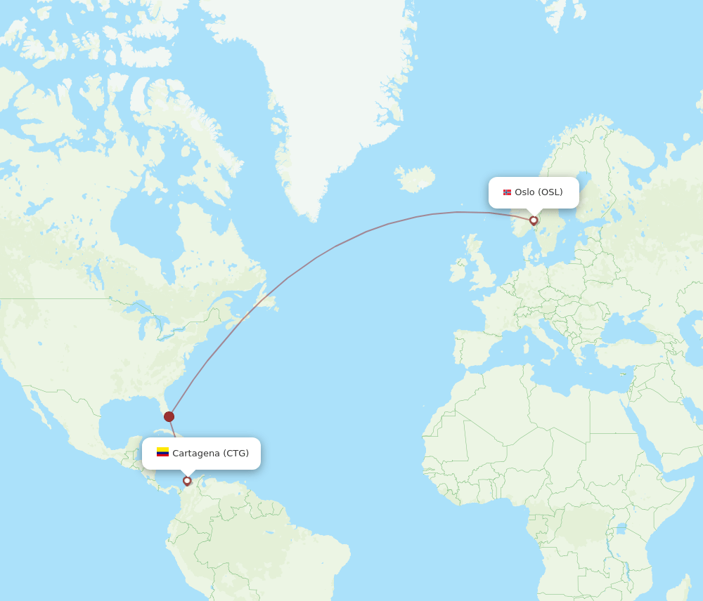 OSL-CTG flight routes