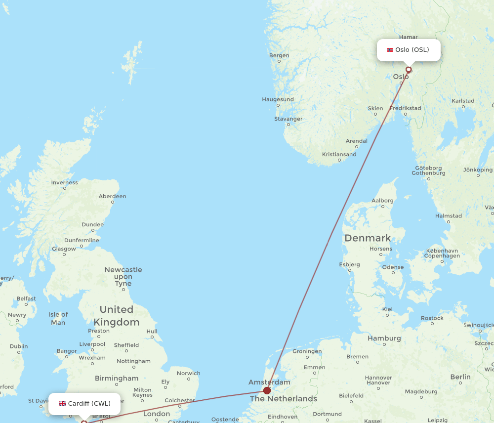 OSL-CWL flight routes