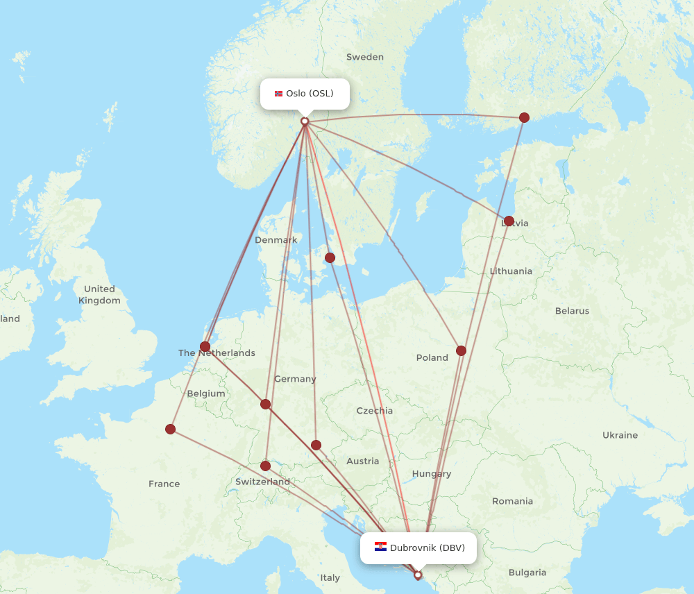 OSL-DBV flight routes