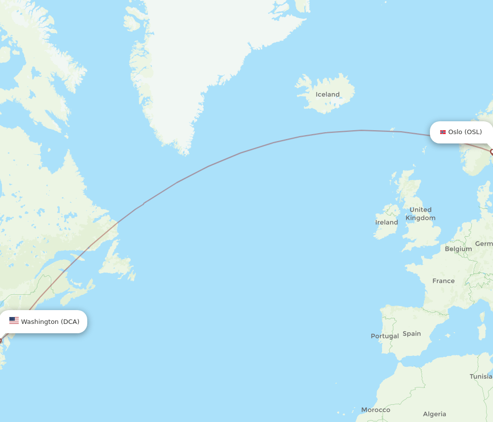 OSL-DCA flight routes