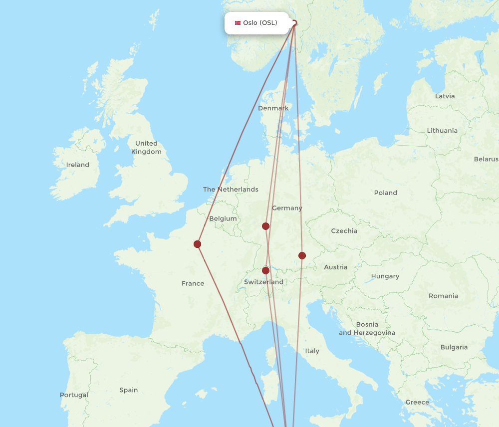OSL to DJE flights and routes map