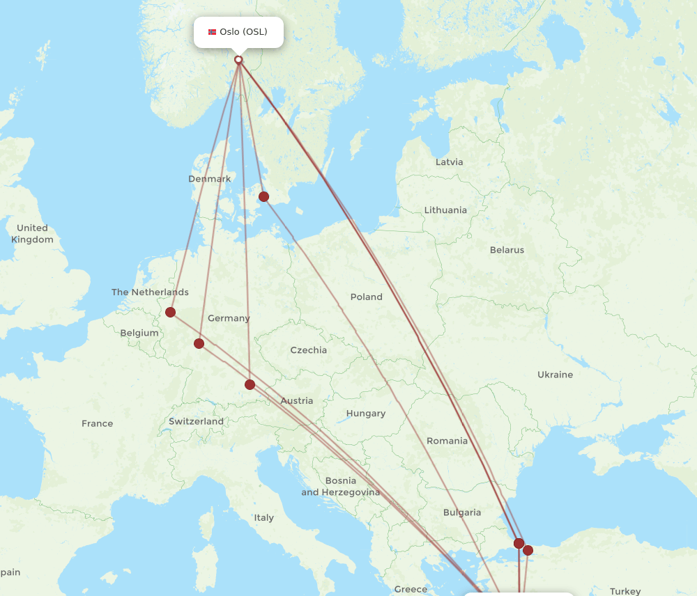 OSL to DLM flights and routes map
