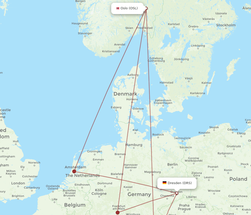 OSL-DRS flight routes