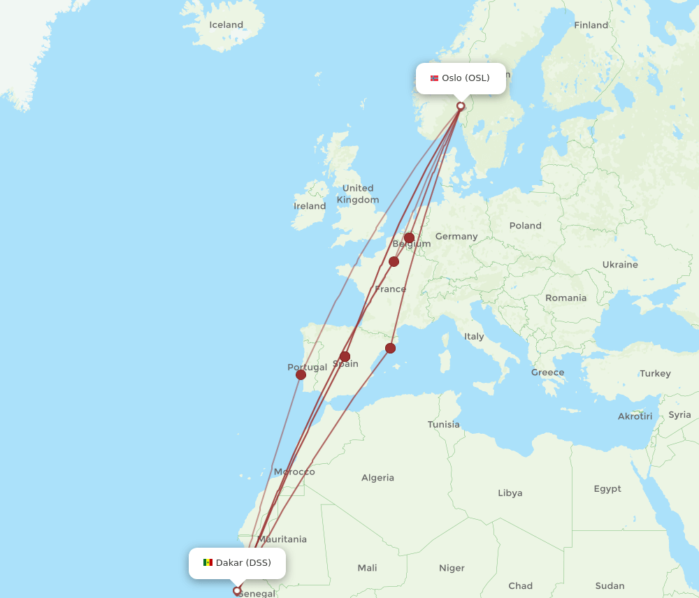 OSL-DSS flight routes
